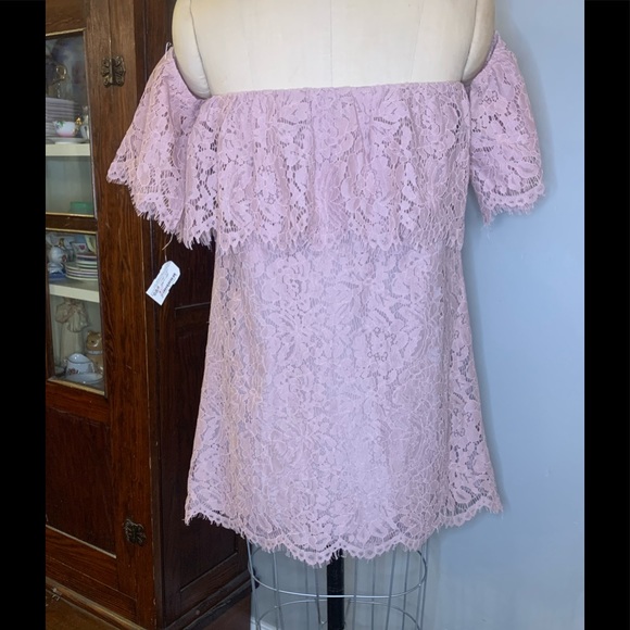 NWT Impeccable Pig Mauve Lace Off-Shoulder Top Lg - Picture 2 of 6